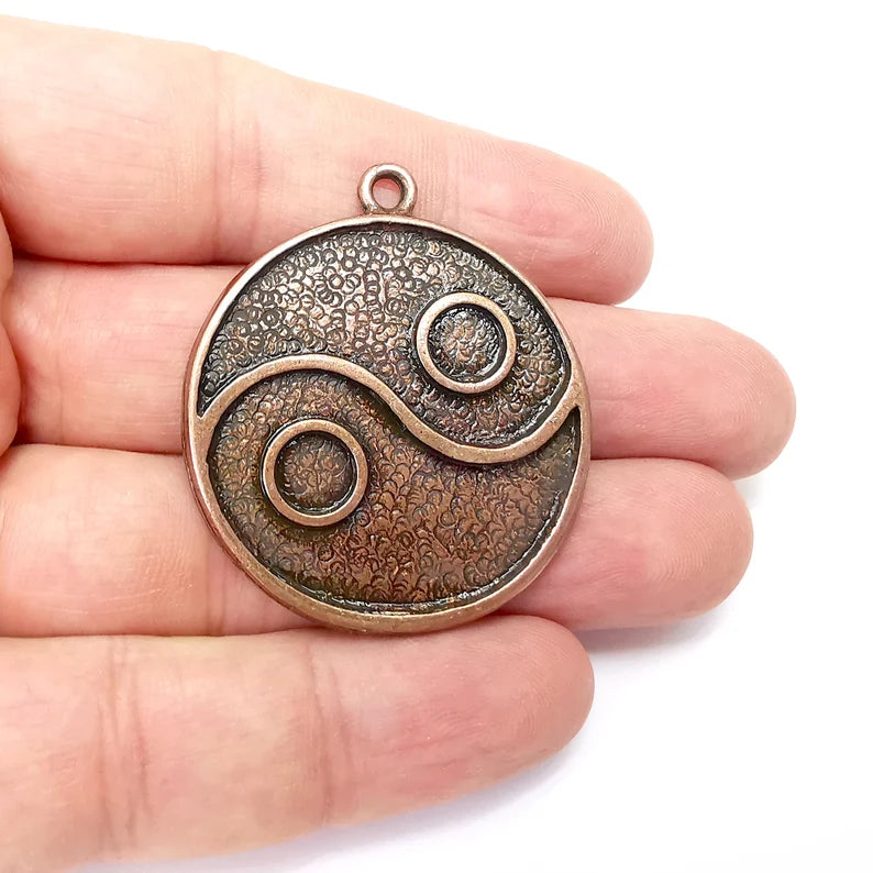 Copper Round Pendant Blank, Charms Base, Cabochon Bezel, inlay Mounting, Resin Necklace, Antique Copper plated 7mm blank G35938
