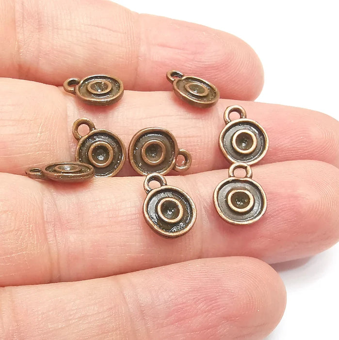 10 Copper Dangle Charms, Boho Charms, Rustic Charms, Earring Charms, Copper Pendant, Necklace Parts, Antique Copper Plated 11x8mm G35769