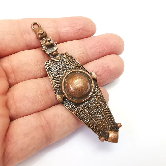 Copper Charms, Ethnic Charms, Jewelry Parts, Bracelet Component, Antique Copper Plated Metal Charms (86x29mm) G35775