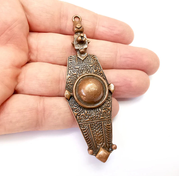 Copper Charms, Ethnic Charms, Jewelry Parts, Bracelet Component, Antique Copper Plated Metal Charms (86x29mm) G35775