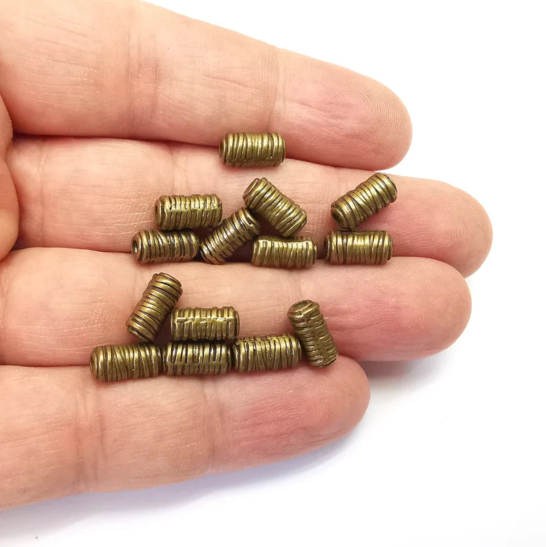 10 Tube Bronze Beads, Indian bead, Tribal bead, Native Bead, African Bead, Bracelet Beads, Necklace Beads, Antique Bronze Plated 10x5mm G35776