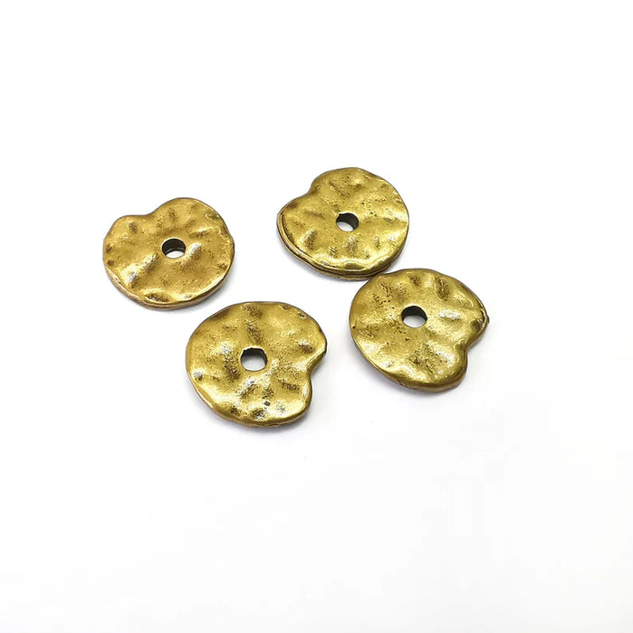 5 Hammered Disc, Middle Hole Charms, Antique Bronze Plated Charms (16mm) G35777