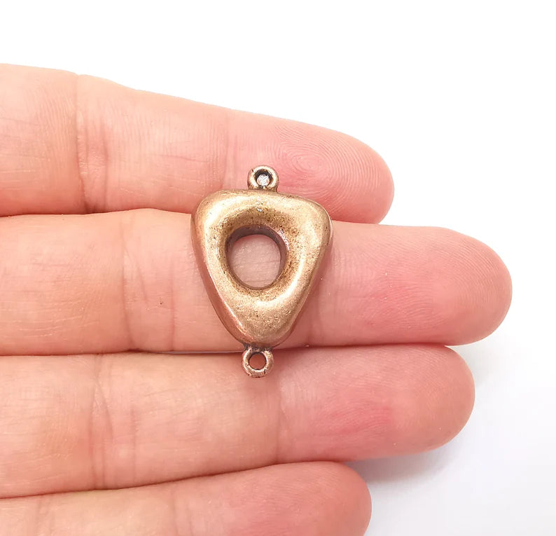 Copper Triangle Connector, Jewelry Parts, Copper Bracelet Component, Antique Copper Finding, Antique Copper Plated Metal (31x20mm) G35959
