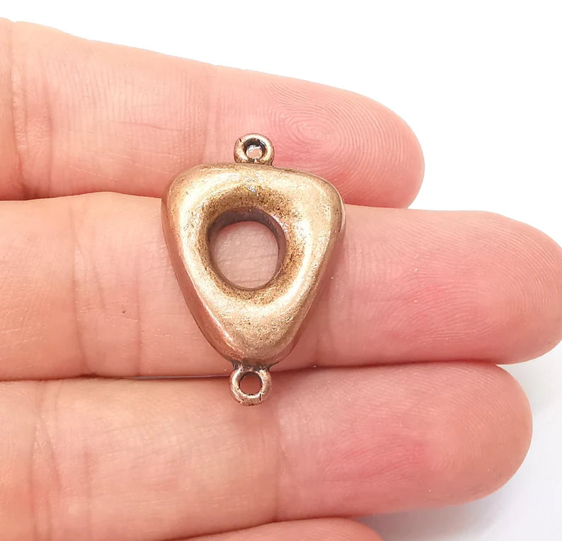 Copper Triangle Connector, Jewelry Parts, Copper Bracelet Component, Antique Copper Finding, Antique Copper Plated Metal (31x20mm) G35959