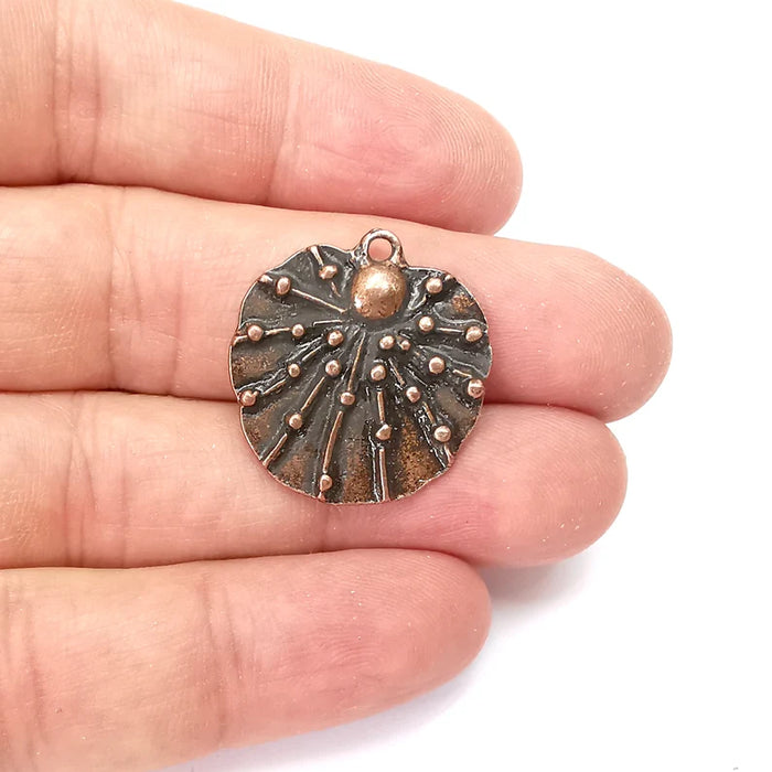 Copper Dangle Charms, Boho Charms, Rustic Charms, Earring Charms, Copper Pendant, Necklace Parts, Antique Copper Plated 27x24mm G35787