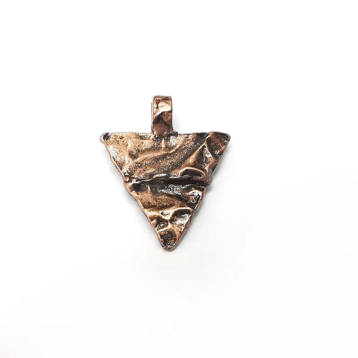2 Triangle Dangle Charms, Boho Charms, Rustic Charms, Earring Charms, Copper Pendant, Necklace Parts, Antique Copper Plated 27x22mm G35977