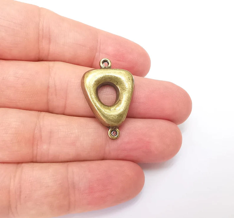 Bronze Triangle Connector, Jewelry Parts, Bronze Bracelet Component, Antique Bronze Finding, Antique Bronze Plated Metal (31x20mm) G35975