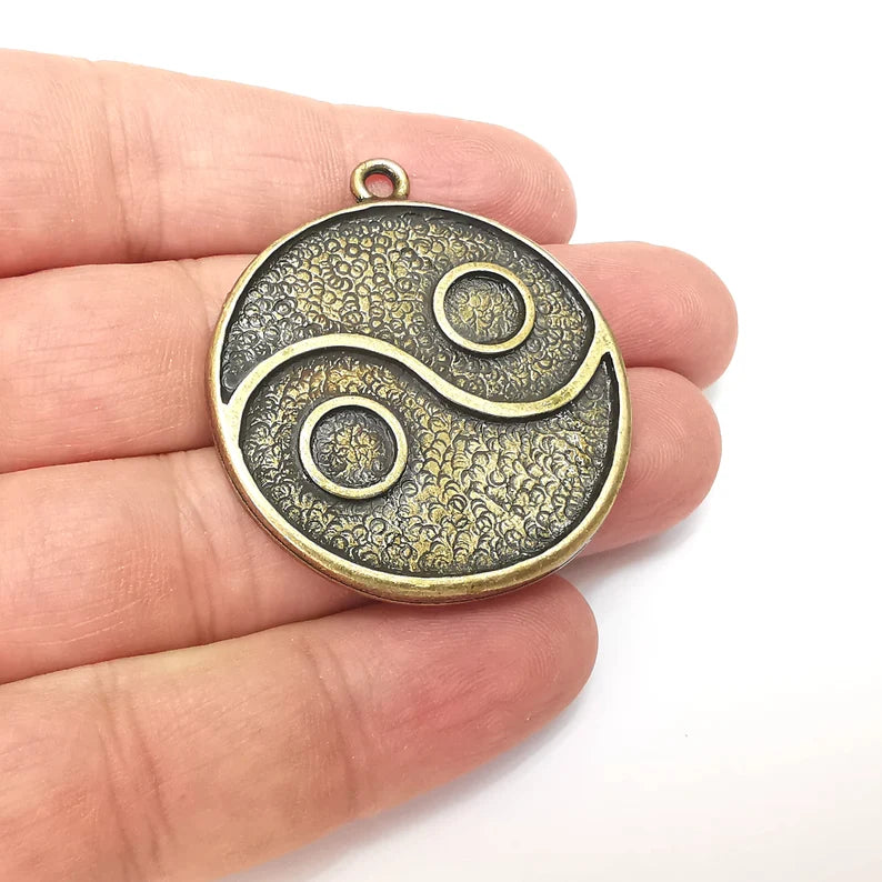 Bronze Round Pendant Blank, Charms Base, Cabochon Bezel, inlay Mounting, Resin Necklace, Antique Bronze plated 7mm blank G35986