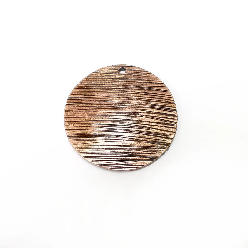 Copper Dome Disc Charms, Jewelry Parts, Copper Bracelet Component, Antique Copper Finding, Antique Copper Plated Metal (35mm) G35987