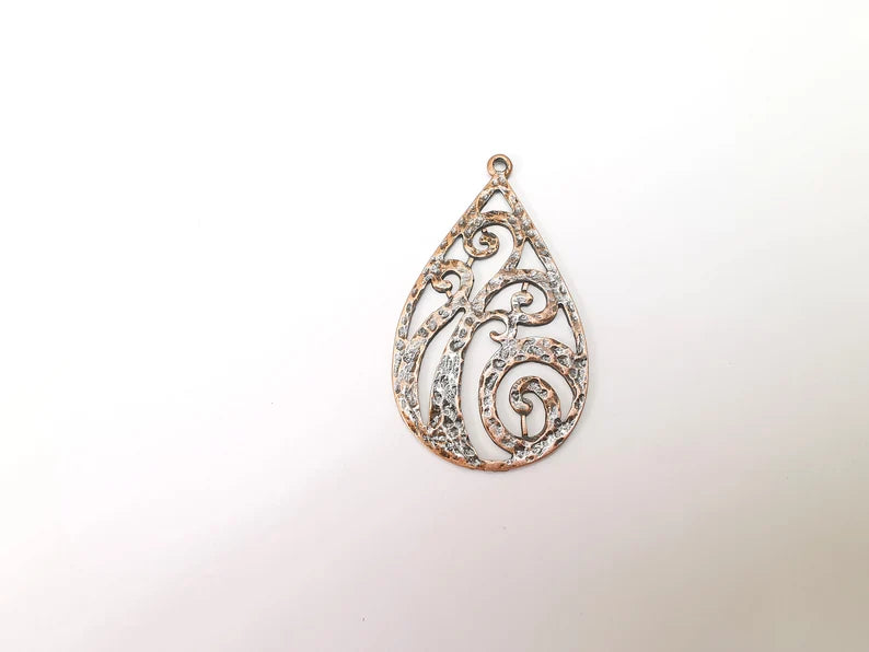 Copper Dangle Charms, Ethnic Charms, Jewelry Parts, Bracelet Component, Antique Copper Plated Metal Charms (54x30mm) G35796