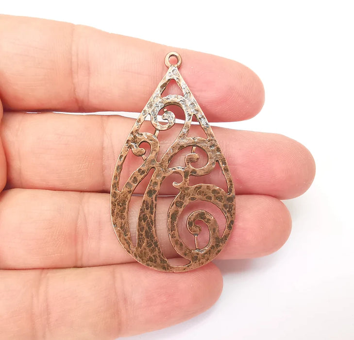 Copper Dangle Charms, Ethnic Charms, Jewelry Parts, Bracelet Component, Antique Copper Plated Metal Charms (54x30mm) G35796