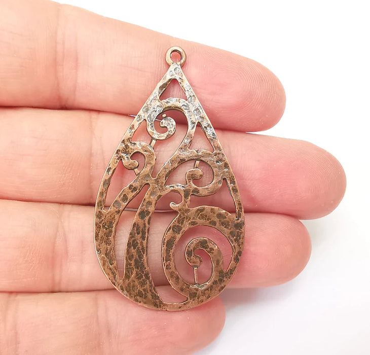 Copper Dangle Charms, Ethnic Charms, Jewelry Parts, Bracelet Component, Antique Copper Plated Metal Charms (54x30mm) G35796