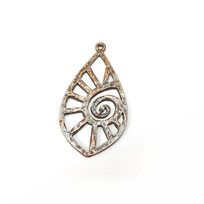 Drop Swirl Charms, Boho Charms, Dangle Charm, DIY Charms, Earring Charm, Teardrop Necklace Parts, Antique Copper Plated 49x26mm G35801
