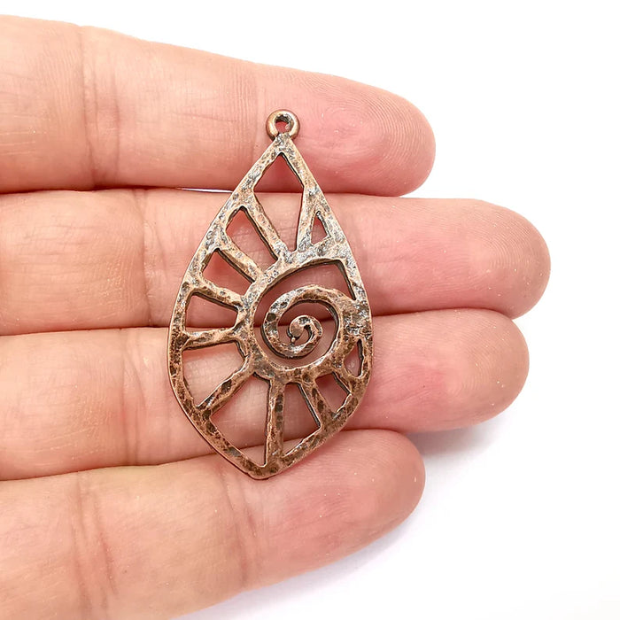 Drop Swirl Charms, Boho Charms, Dangle Charm, DIY Charms, Earring Charm, Teardrop Necklace Parts, Antique Copper Plated 49x26mm G35801