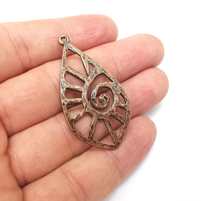 Drop Swirl Charms, Boho Charms, Dangle Charm, DIY Charms, Earring Charm, Teardrop Necklace Parts, Antique Copper Plated 49x26mm G35801