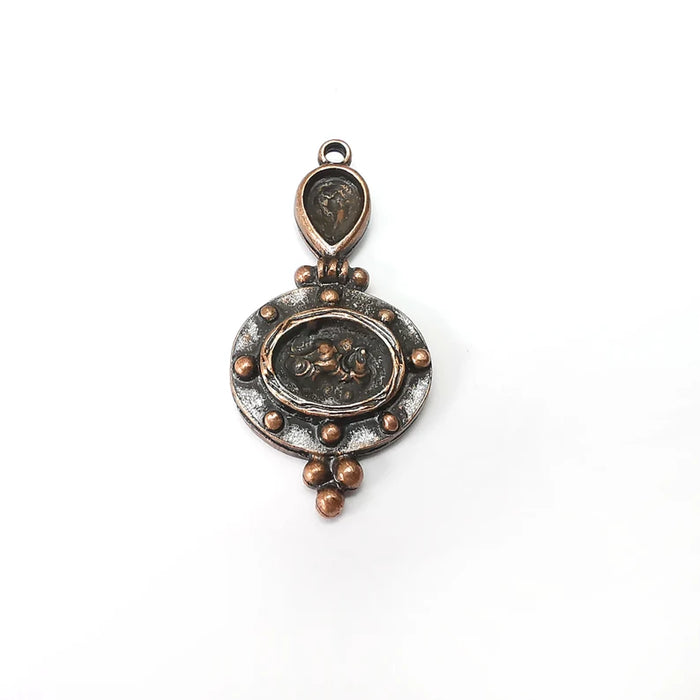 Copper Dangle Charms, Boho Charms, Rustic Charms, Earring Charms, Copper Pendant, Necklace Parts, Antique Copper Plated 49x24mm G35804