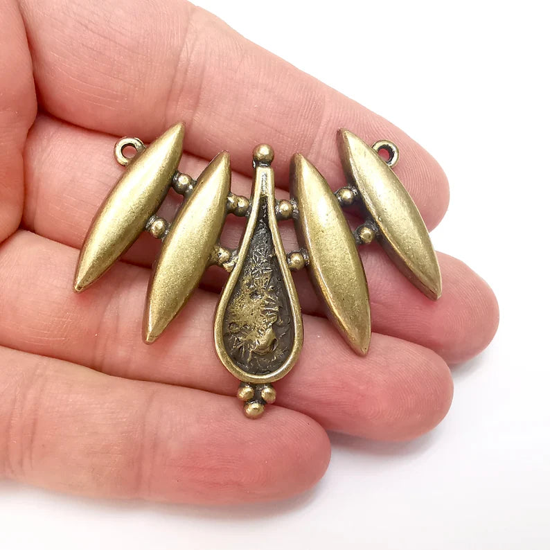 Bronze Drop Charms Blank, Connector Charms Base, Cabochon Bezel, inlay Mounting, Resin Necklace, Antique Bronze plated 25x10mm blank G35988