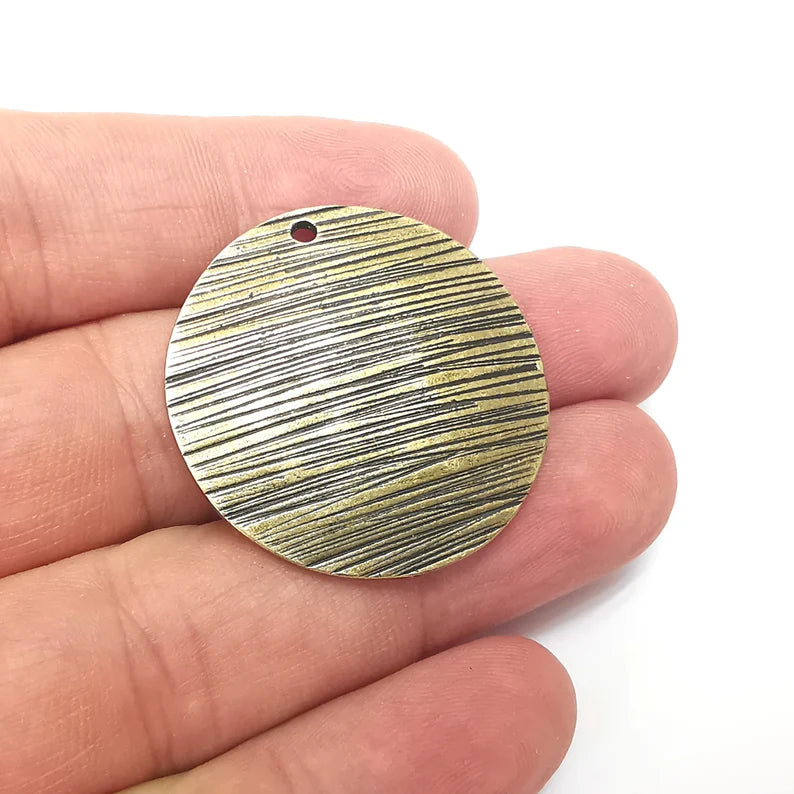 Bronze Dome Disc Charms, Jewelry Parts, Bronze Bracelet Component, Antique Bronze Finding, Antique Bronze Plated Metal (35mm) G35995