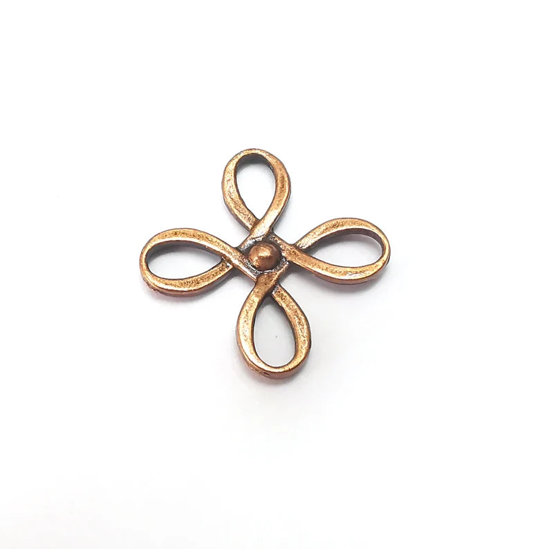 5 Copper Dangle Charms, Boho Charm, Rustic Charm, Earring Charm, Copper Pendant, Necklace Parts, Antique Copper Plated 18x18mm G35998