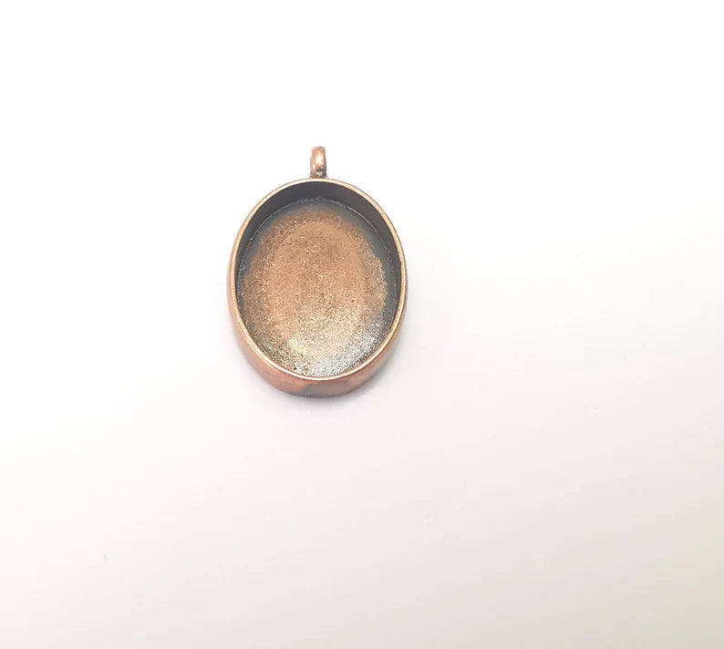 Oval Pendant Blanks, Resin Bezel Bases, Mosaic Mountings, Dry flower Frame, Polymer Clay base, Antique Copper Plated (25x18mm) G36003