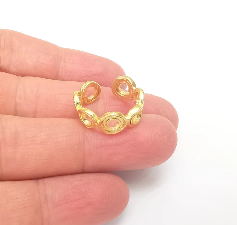 Gold Ring Base Blank Setting Cabochon Base inlay Ring Backs Mounting Adjustable Ring Base Bezel (20mm blank ) Gold Plated Metal G34198