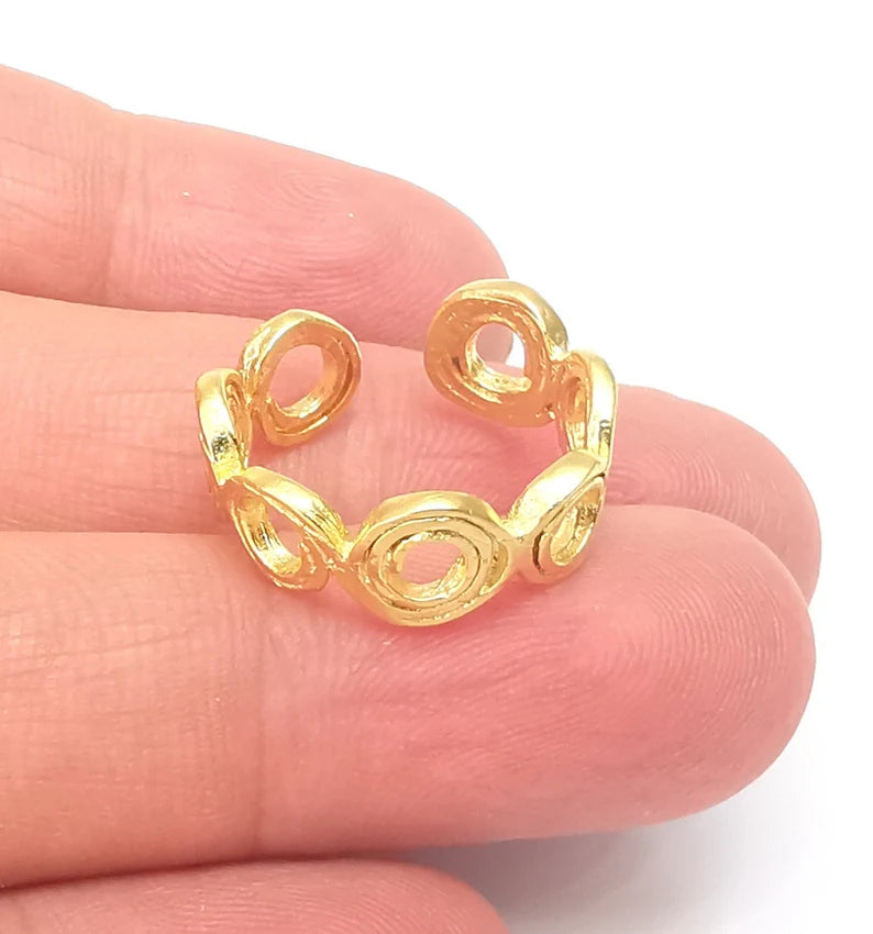 Gold Ring Base Blank Setting Cabochon Base inlay Ring Backs Mounting Adjustable Ring Base Bezel (20mm blank ) Gold Plated Metal G34198