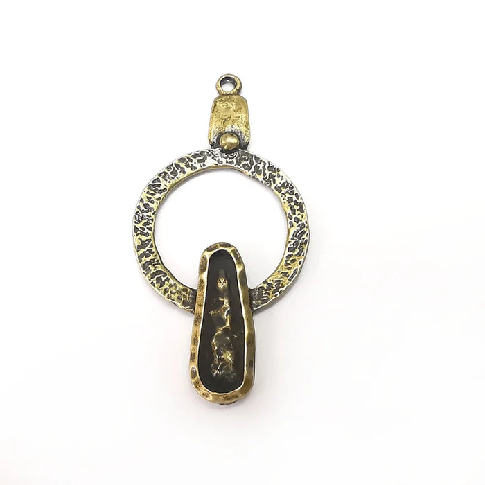 Bronze Dangle Charms, Ethnic Charms, Jewelry Parts, Bracelet Component, Antique Bronze Plated Metal Charms (55x27mm) G36016