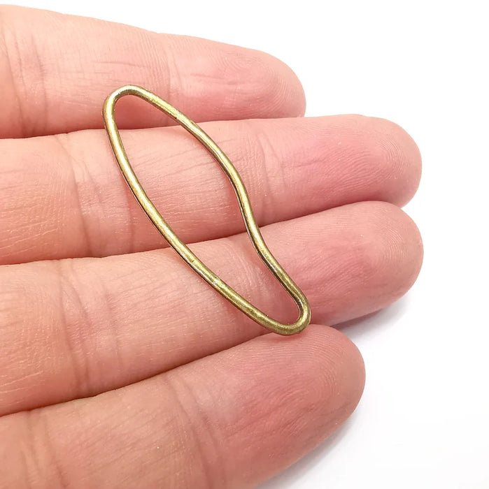 5 Oval Frame Connector Charms, Jewelry Parts, Bracelet Component, Antique Bronze Plated Metal Finding (42x14mm) G36017