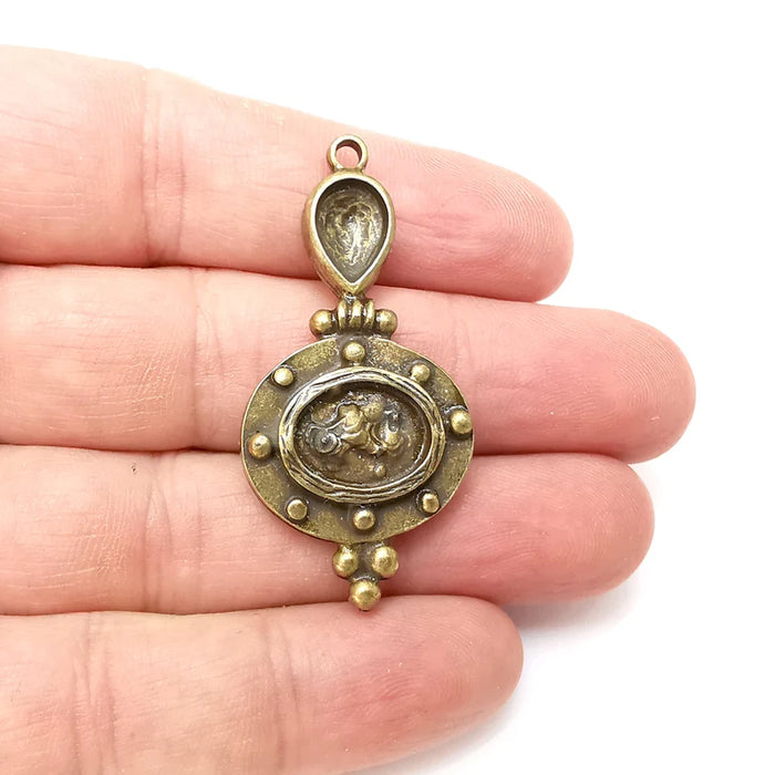 Bronze Dangle Charms, Boho Charms, Rustic Charms, Earring Charms, Bronze Pendant, Necklace Parts, Antique Bronze Plated 49x24mm G35827