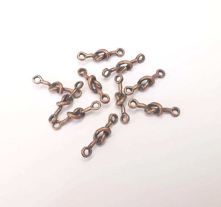 10 Copper Knot Connector Charms, Bracelet Connector Charms, Earring Findings, Necklace Connector, Antique Copper Plated Metal 21x5mm G36019