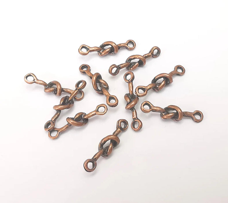 10 Copper Knot Connector Charms, Bracelet Connector Charms, Earring Findings, Necklace Connector, Antique Copper Plated Metal 21x5mm G36019