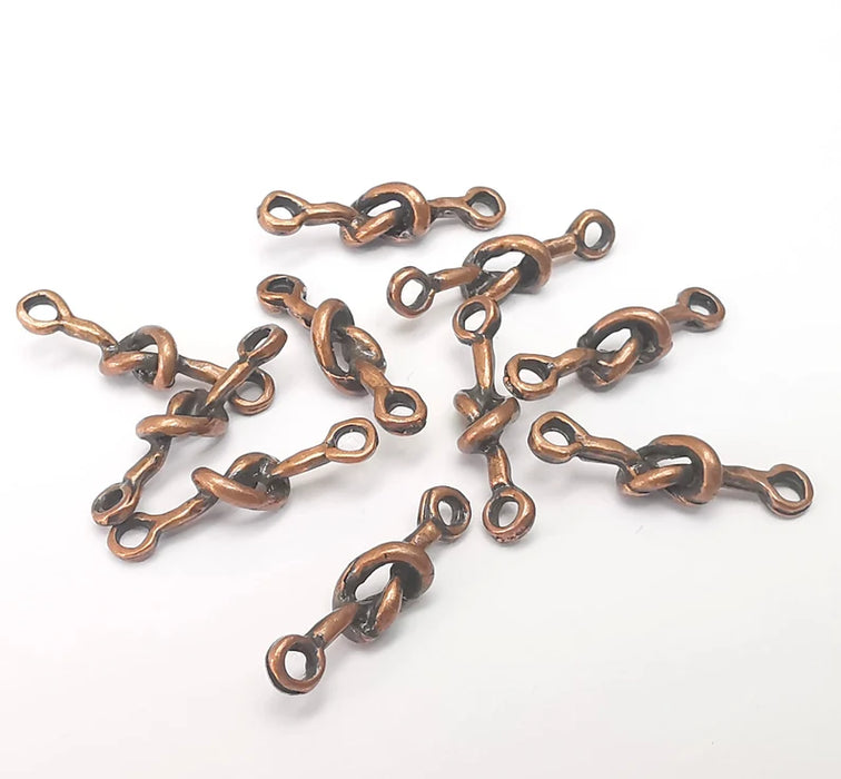 10 Copper Knot Connector Charms, Bracelet Connector Charms, Earring Findings, Necklace Connector, Antique Copper Plated Metal 21x5mm G36019