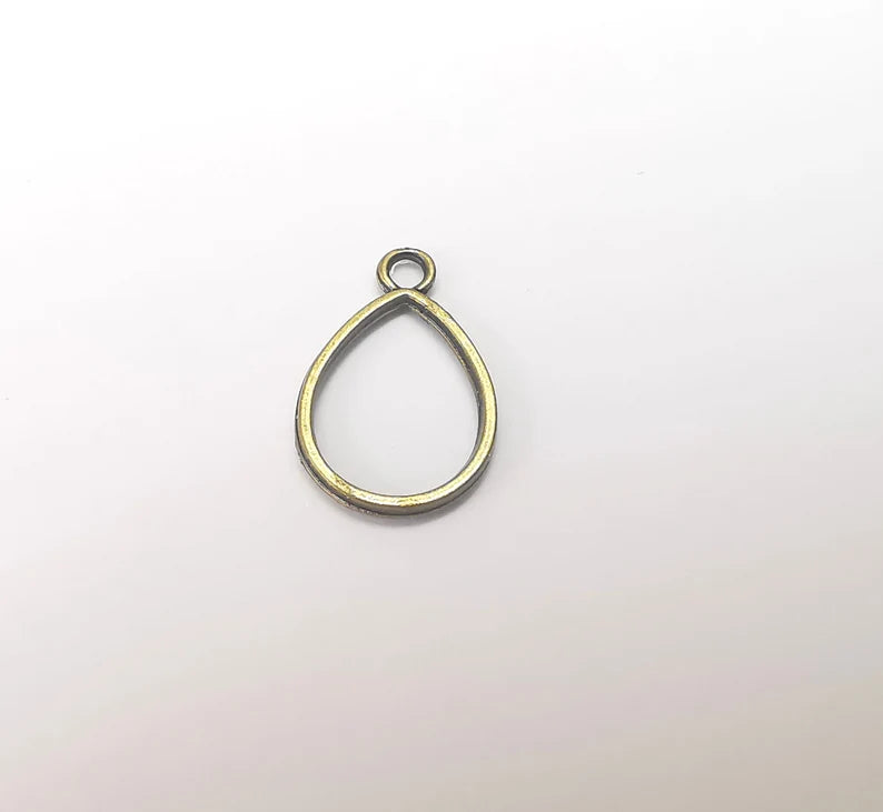 10 Bronze Drop Charms, Teardrop Charms, Bracelet Charms, Earring Charms, Boho Charms, Pear charms, Antique Bronze Plated (19x13mm) G36033