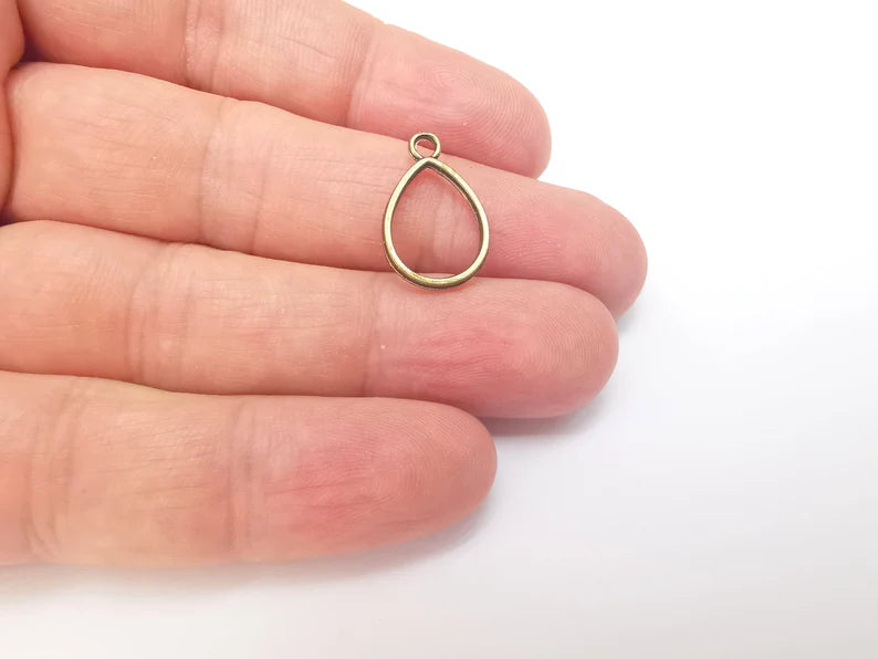 10 Bronze Drop Charms, Teardrop Charms, Bracelet Charms, Earring Charms, Boho Charms, Pear charms, Antique Bronze Plated (19x13mm) G36033