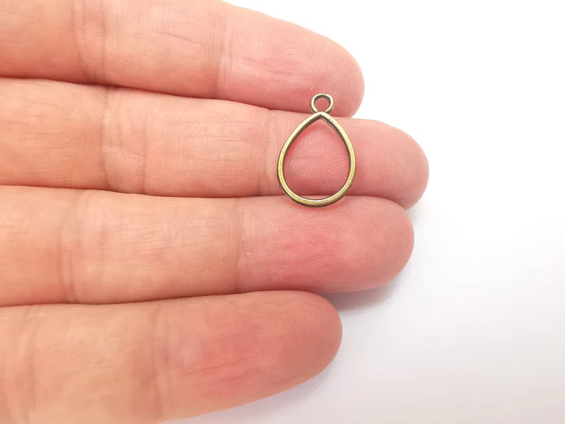 10 Bronze Drop Charms, Teardrop Charms, Bracelet Charms, Earring Charms, Boho Charms, Pear charms, Antique Bronze Plated (19x13mm) G36033