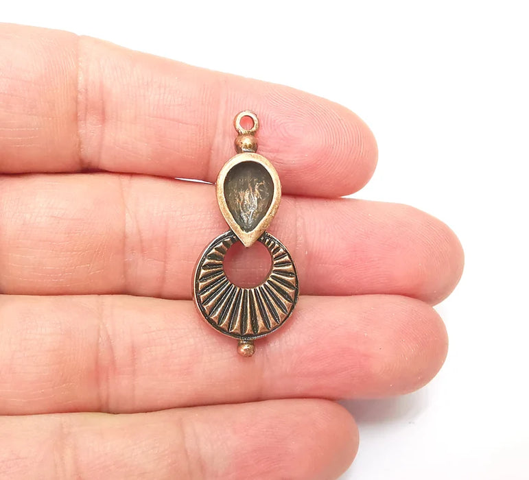 Copper Dangle Charms, Boho Charms, Rustic Charms, Earring Charms, Copper Pendant, Necklace Parts, Antique Copper Plated 38x16mm G35855