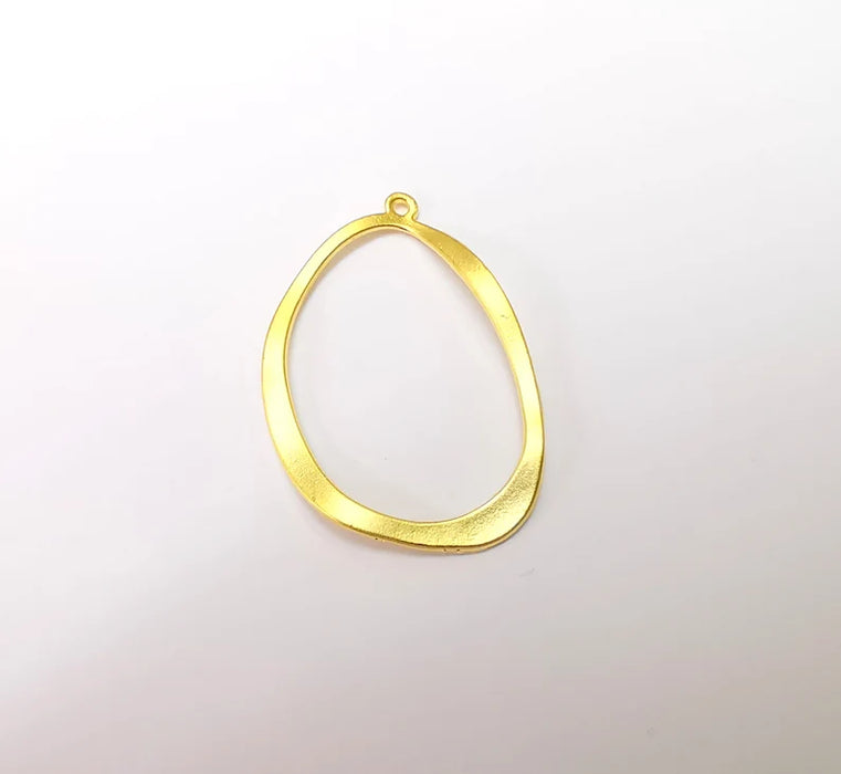 Gold Oval Circle Connector, Gold Plated Charms, Jewelry Parts, Pendant Component, Gold Plated Findings (38x27mm) G35858