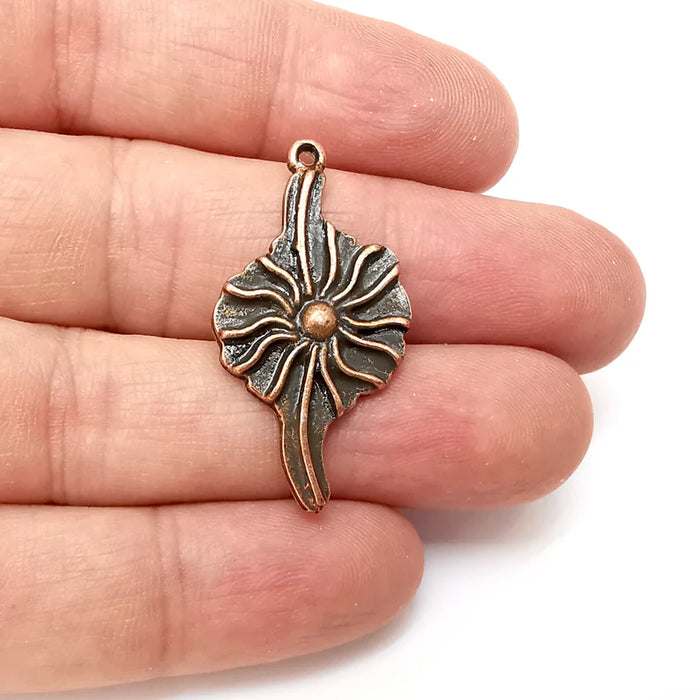 Copper Dangle Charms, Boho Charm, Rustic Charm, Earring Charm, Copper Pendant, Necklace Parts, Antique Copper Plated 37x20mm G35866