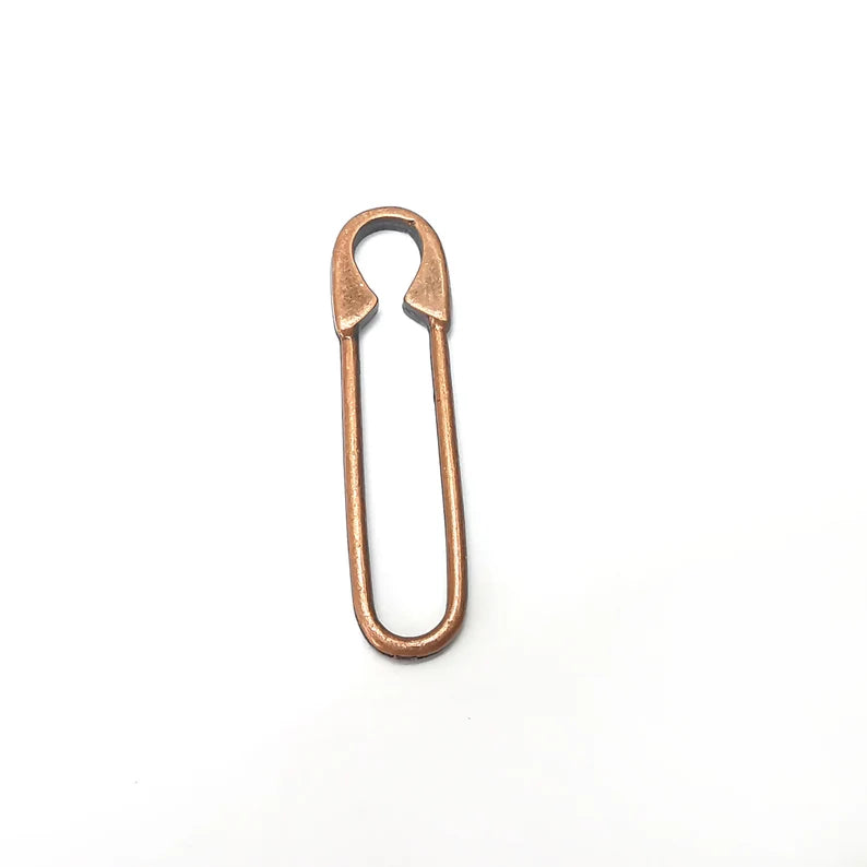 2 Hook Needle Look Charms, Wire Connector, Findings, Antique Copper Plated (45x12mm) G36041