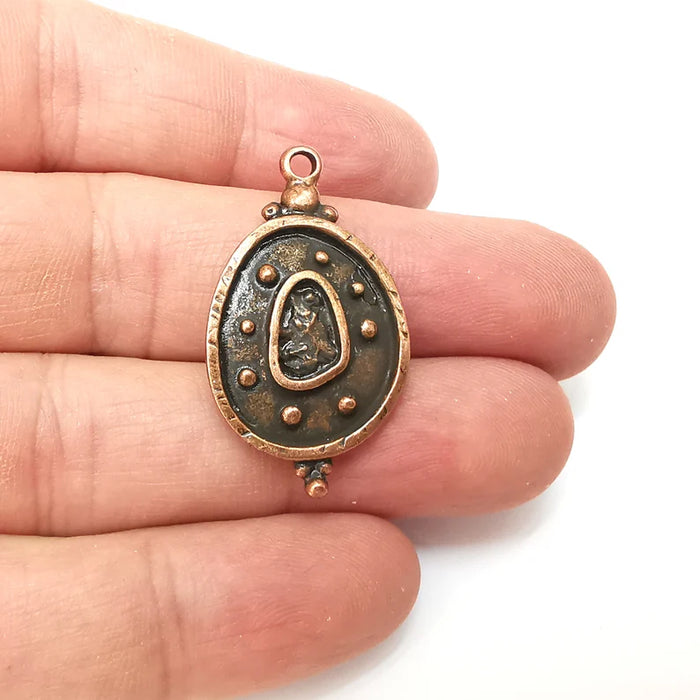 Copper Charms, Boho Charms, Earring Charms, Copper Pendant, Ethnic Rustic Charms, Necklace Parts, Antique Copper Plated 36x20mm G35870