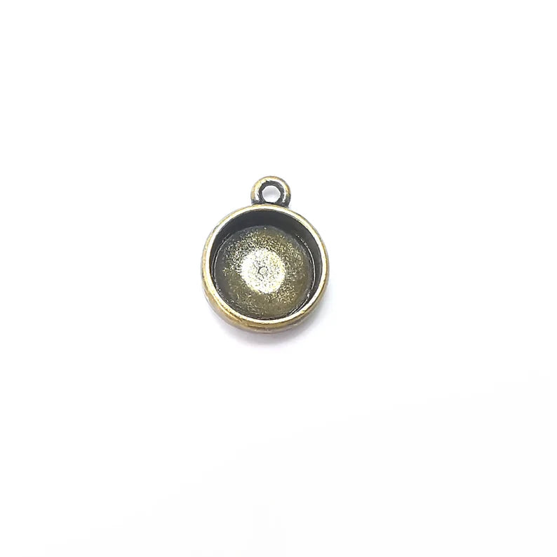 4 Round Pendant Blanks, Resin Bezel Bases, Mosaic Mountings, Dry flower Frame, Polymer Clay base, Antique Bronze Plated (12mm) G36046