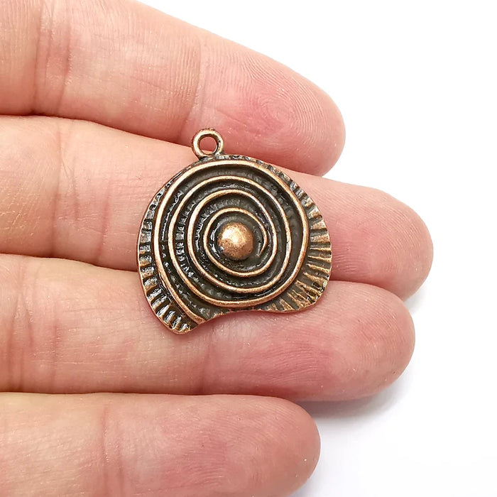 Swirl Copper Charms, Boho Charms, Earring Charms, Copper Pendant, Ethnic Rustic Charms, Necklace Parts, Antique Copper Plated 27x27mm G35877