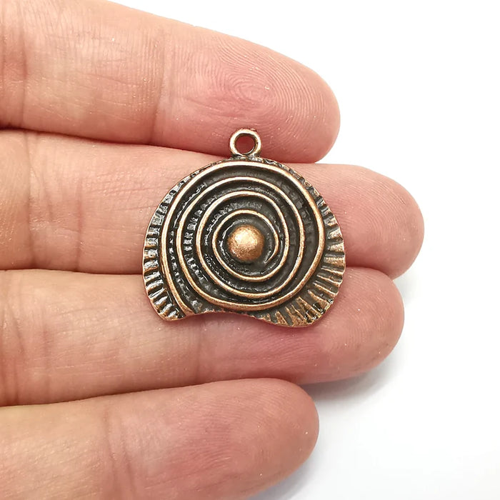 Swirl Copper Charms, Boho Charms, Earring Charms, Copper Pendant, Ethnic Rustic Charms, Necklace Parts, Antique Copper Plated 27x27mm G35877