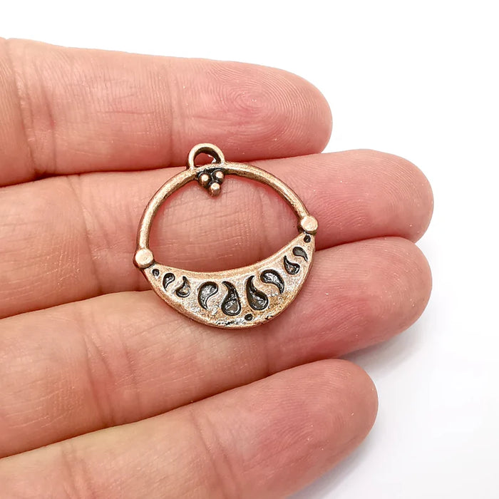 2 Copper Dangle Charms, Boho Charm, Rustic Charm, ,Earring Charm Copper Pendant, Necklace Parts, Antique Copper Plated 29x28mm G35774