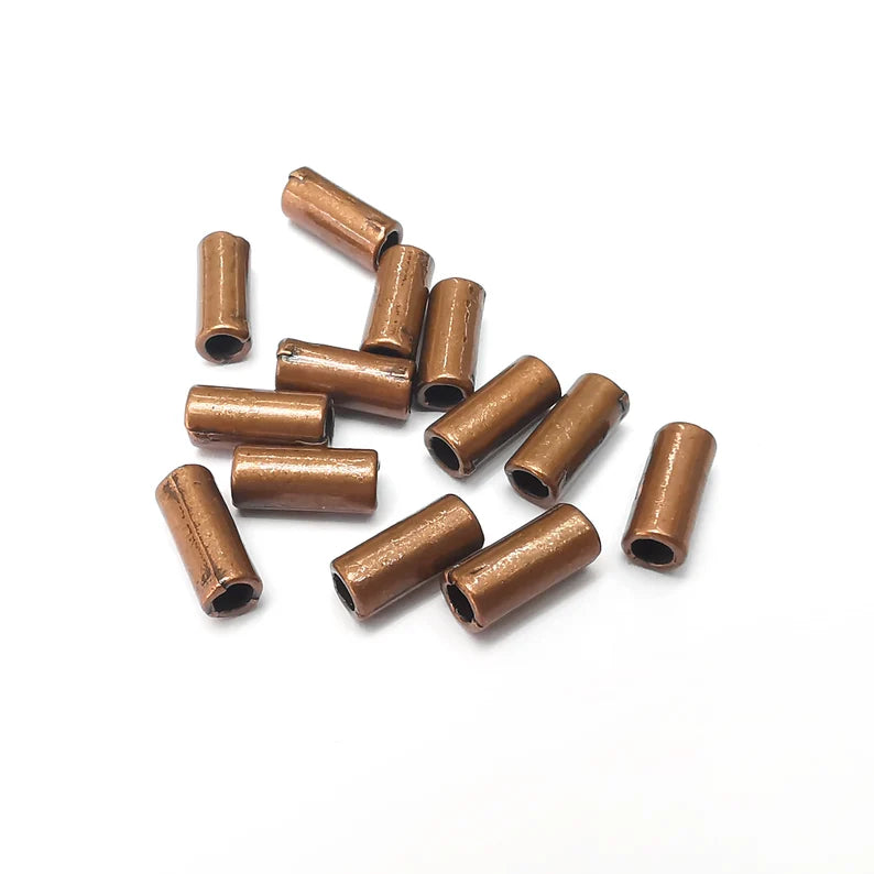 10 Tube Beads, Cylinder Beads, Copper Beads, Bracelet Beads, Plain Beads , Necklace Beads, Antique Copper Plated Metal 11x5mm G36051