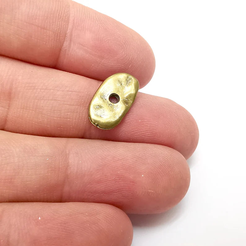 10 Organic Textured Connector, Oval Jewelry Parts, Bronze Bracelet Component, Antique Bronze Plated Metal Findings (16x9mm) G36054