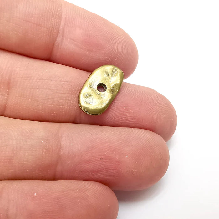 10 Organic Textured Connector, Oval Jewelry Parts, Bronze Bracelet Component, Antique Bronze Plated Metal Findings (16x9mm) G36054
