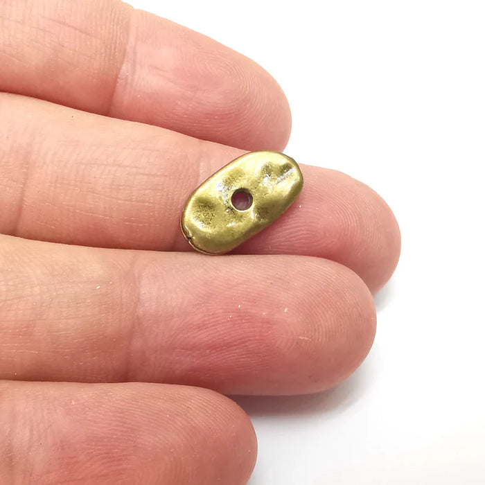 10 Organic Textured Connector, Oval Jewelry Parts, Bronze Bracelet Component, Antique Bronze Plated Metal Findings (16x9mm) G36054