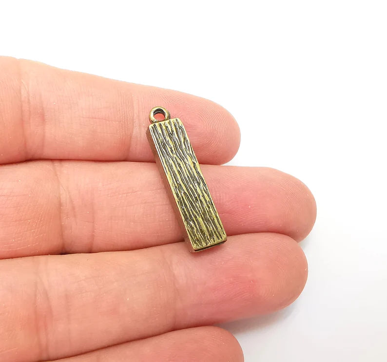 2 Rectangle Pendant Blanks, Resin Bezel Bases, Mosaic Mountings, Dry flower Frame, Polymer Clay base, Antique Bronze Plated (25x5mm) G35905