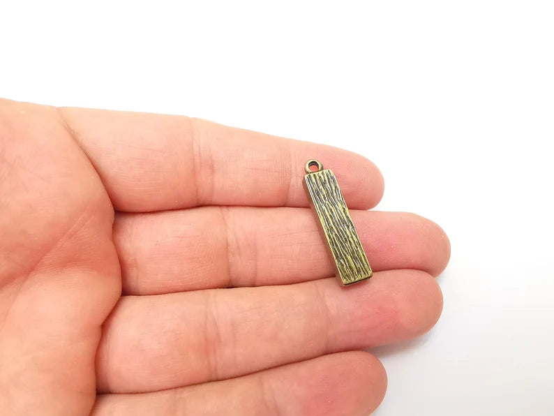 2 Rectangle Pendant Blanks, Resin Bezel Bases, Mosaic Mountings, Dry flower Frame, Polymer Clay base, Antique Bronze Plated (25x5mm) G35905